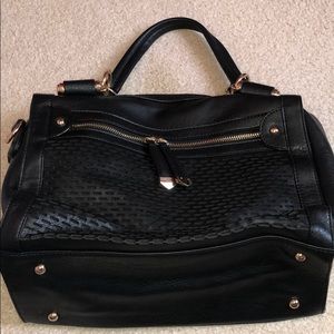Urban Expressions Black Leather Shoulder Bag